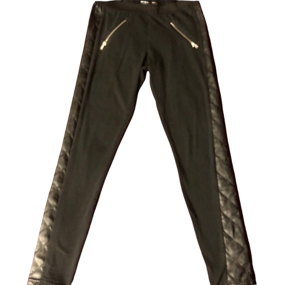 Girl’s/Women’s Black Faux-Leather Ankle Leggings